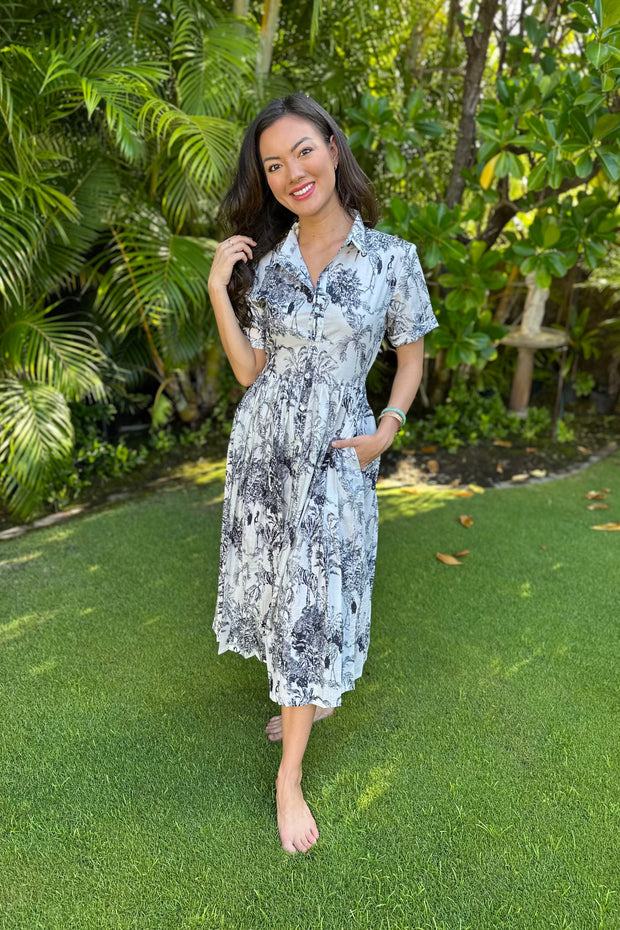 Celine Toile Shirt Dress in Black & White – Aryana Clothing Celine Toile Shirt Dress in Black & White – Aryana Clothing