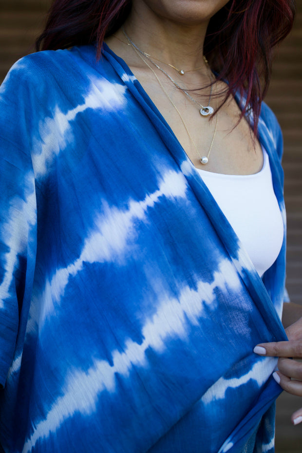 The Krish Tie Dye Cover Up in Blue - aryanaclothing