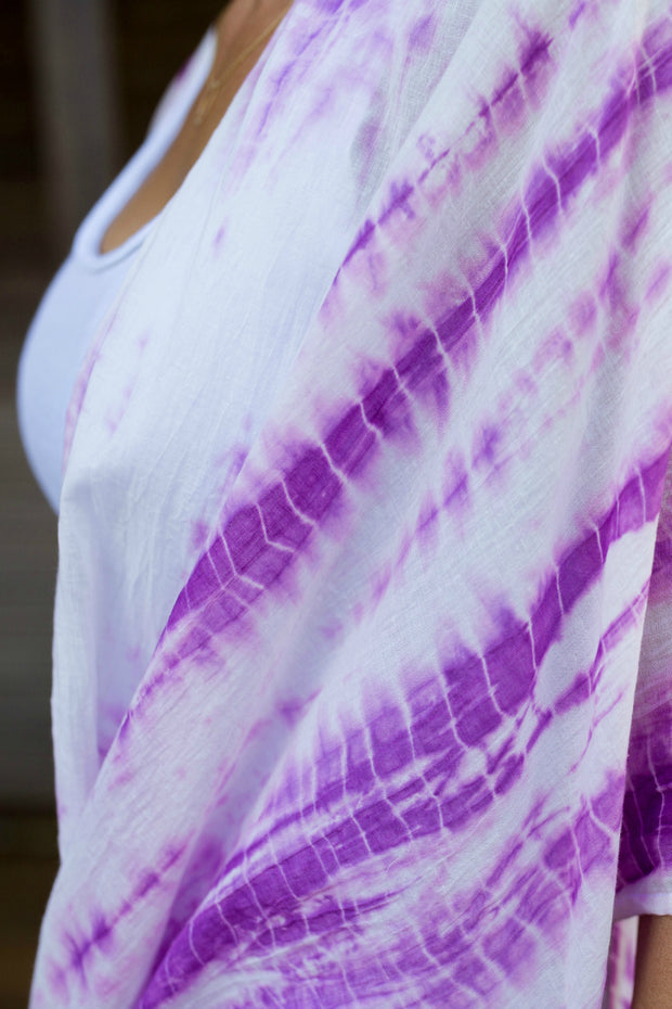 The Krish Tie Dye Cover Up in Purple - aryanaclothing